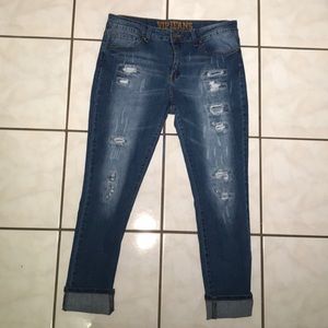 VIP JEANS distressed blue denim jeans